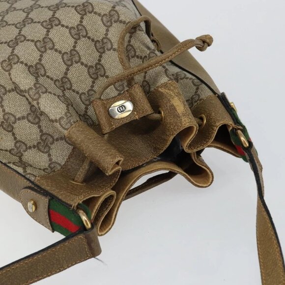 GUCCI GG Supreme Web Sherry Line Shoulder Bag PVC Beige 14 02 034 Auth 143349 - Picture 7 of 15